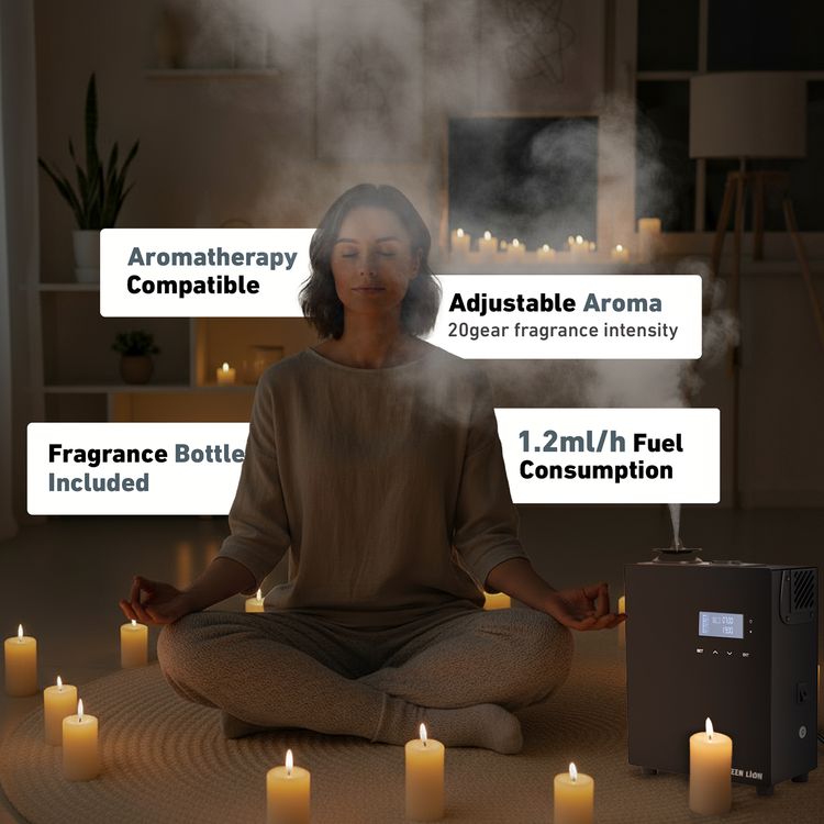 Green Lion Smart Scent Pro Fragrance Diffuser with Fragrance Bottle, Smart App Control, Quiet Operation, 5 Timer Settings, HVAC Connect, Aromatherapy, Wall-Mount, Security Lock - Black 