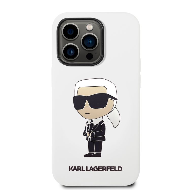 Karl Lagerfeld Magsafe Liquid Silicone Case With Ikonik NFT Logo iPhone 14 Pro Max - White