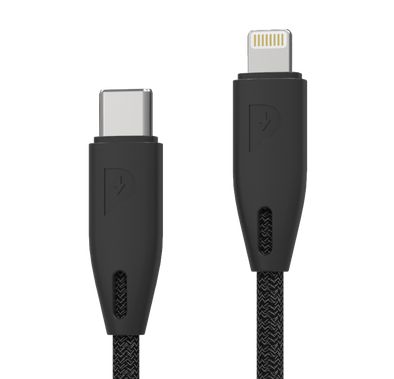 Powerology Fast Charging Cable, [MFi Certified] USB C to Lightning Braided Fast PD Charge 2 meter / 6.6 feet with iPhone 12 Pro Max/12 Mini/12, 11 Pro Max/11 Pro/11, XS Max/XS/XR/X, 8 Plus/8 (Black)