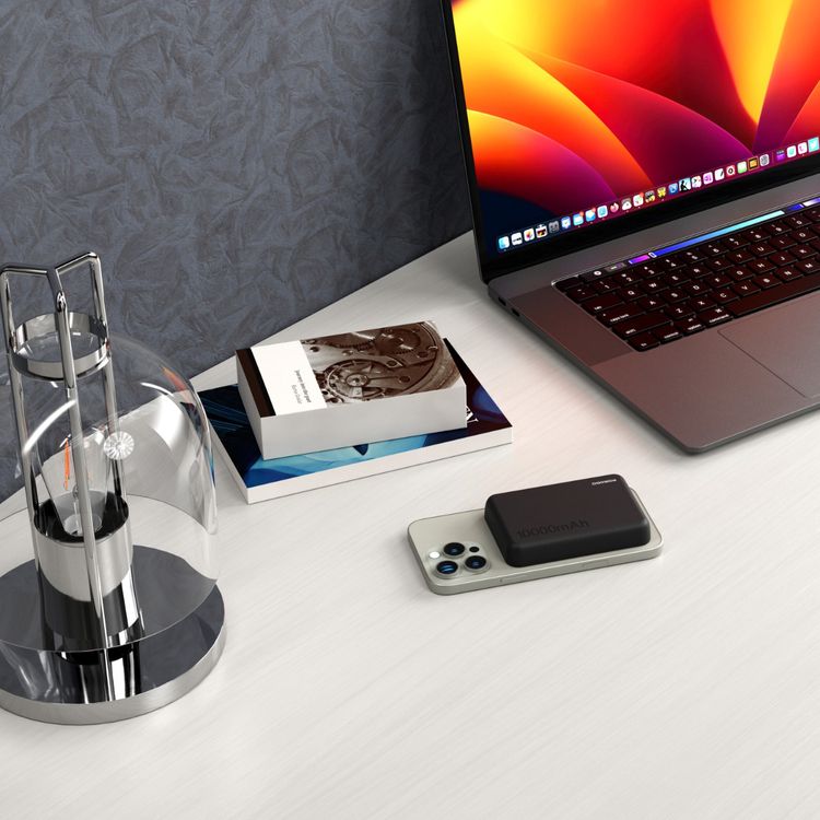 Porodo 10000mAh MagSafe Power Bank with Fast Charge, Portable & Compact Design, Type-C Input, Type-C & Wireless Outputs, 10° C-45° C Working Temperature, Strong Magnetic Hold, 20W Power Delivery - Black