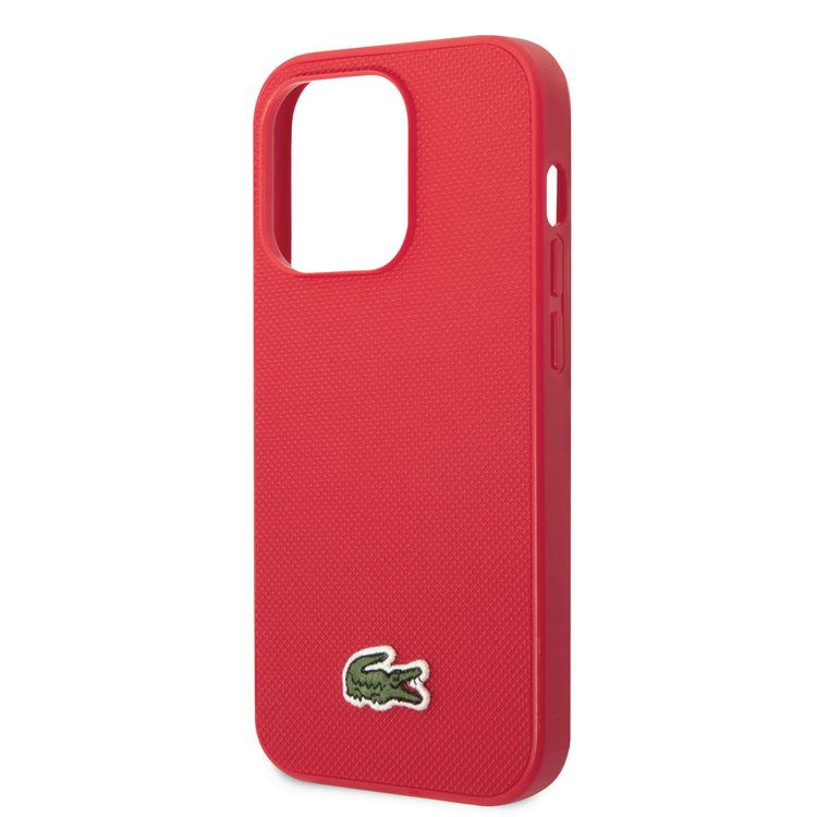 Lacoste Hard Case Iconic Petit Pique PU Woven Logo Estragon Compatible with iPhone 14 Pro - Red