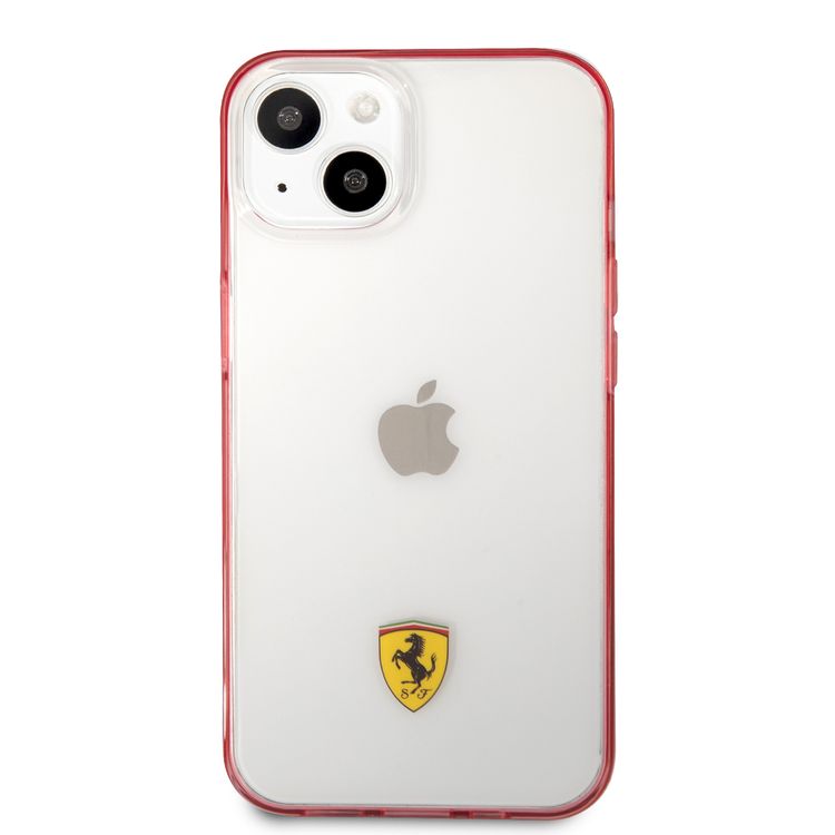 CG MOBILE Ferrari Transparent Case Print Logo Compatible for iPhone 13 Pro Max (6.7") Scratches Resistant, Easy Access to All Ports, Drop & Shock Absorption Protective Back Cover Suitable with Wireless Charging Officially Licensed