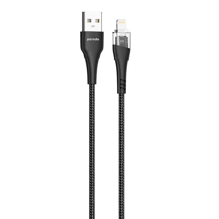 شاحن بورودو مزدوج المخرج الشفاف المملكة المتحدة مع كابل USB-A إلى Lightning، بطول 1.2 متر - شفاف