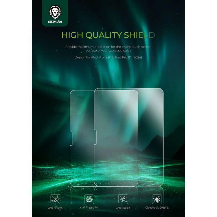 Green Lion iPad Screen Guard for iPad Pro 11", Oleophobic Coating, Precise Cutouts, Anti-Fingerprint, Anti-Scratch, Drop Protection - Clear