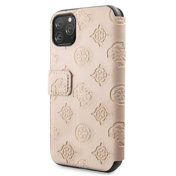 CG MOBILE Guess 4G Peony Booktype PU Leather Phone Case Compatible for iPhone 11 Pro (5.8") Mobile Case with Card Holder Inside Officially Licensed - Pink