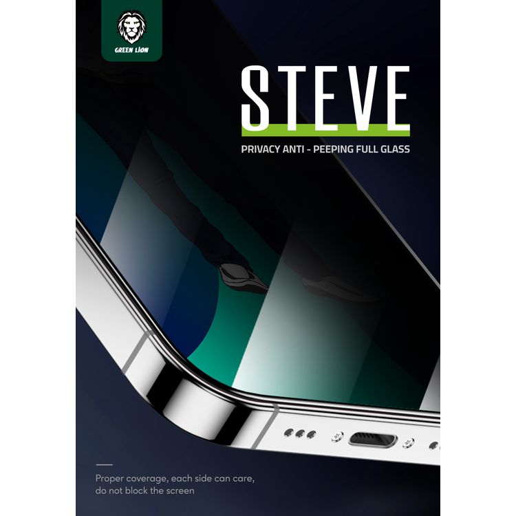 Green Lion 9H Steve Privacy Screen Protector for iPhone 13/13 PRO/14 (6.1"), Anti Scratch, Anti Fingerprint, Highly Responsive - Black
