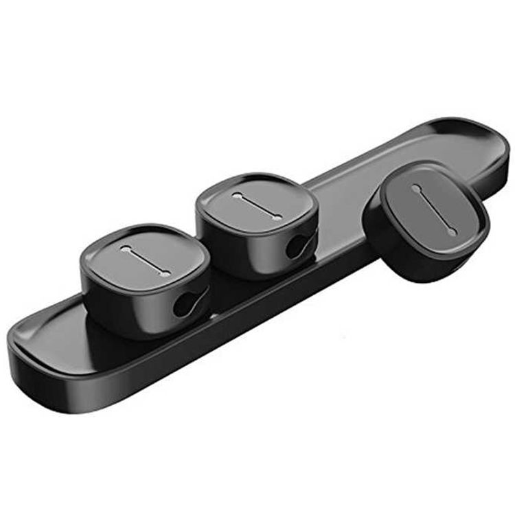 Devia Magnetic Cable Fixer, Cable Management, 3 Way Cable Clips, Double-Sided 3M Adhesive, Strong Magnet, Easy to Remove, Convenient, with Clip Separating Design - Black