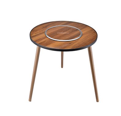 Porodo Lifestyle Multi Purpose Camping Round Table with 50 kg Weight Capacity, MDF Board + Birch Wood + Stainless Steel Material, Grill Pan & Gril Net - Brown