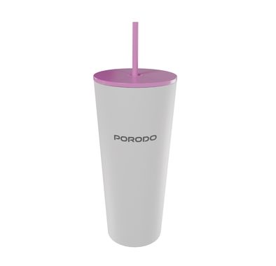 Porodo Stainless Steel Double Wall Tumbler with 710mL Capacity, Eco-Friendly Material, Leak-Proof & High-Capacity Design - White