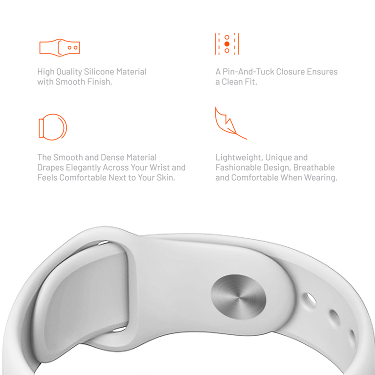 Porodo iGuard Silicone Loop Watch Band for Apple Watch 42/44/45mm, Easy Attachment & Detachment, Comfort Fit, Compatible with  Apple Watch Series 4/5/6/7/SE, User Friendly, Lightweight, Adjustable, High Quality - White