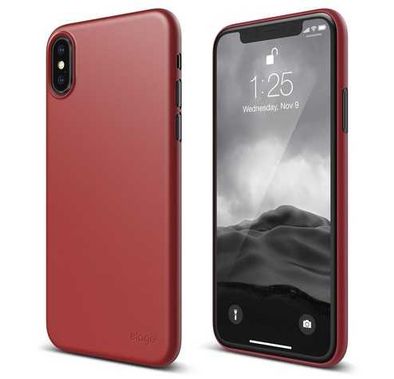 Elago Inner Core Case Compatible w/ iPhone X, Ultra-Thin, Full Protection, Scratch Resistant, Dirt & Oil Resistant, Flexible, Raised Lip for Camera Protection from Scratches - Red