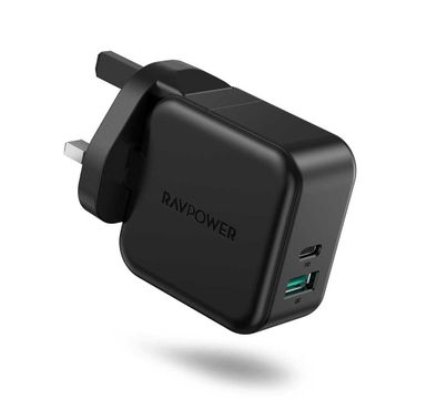 RAVPower 2-Port PD Pioneer Wall Charger 18W UK - Black