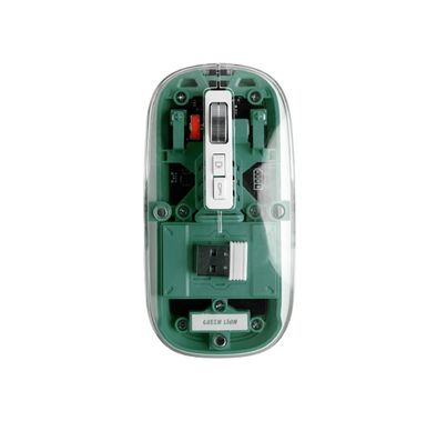 Green Lion Transparent Mouse with Adjustable Optical Resolution, Up to 3 Million Clicks, 400mAh Battery, Connects Up to 3 Devices, Plug & Play, Up to 10m Wireless Range - Green