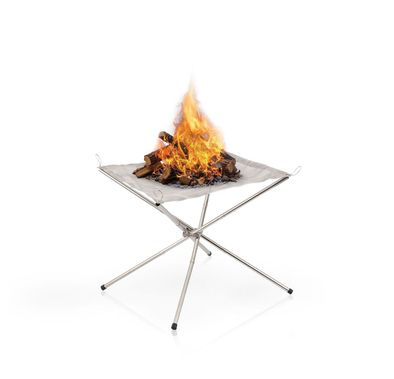 Green Lion Portable Bonfire Stand with Sturdy Structure, Leg Caps, Stainless Steel Mesh Material, Temperature Resistance - Silver