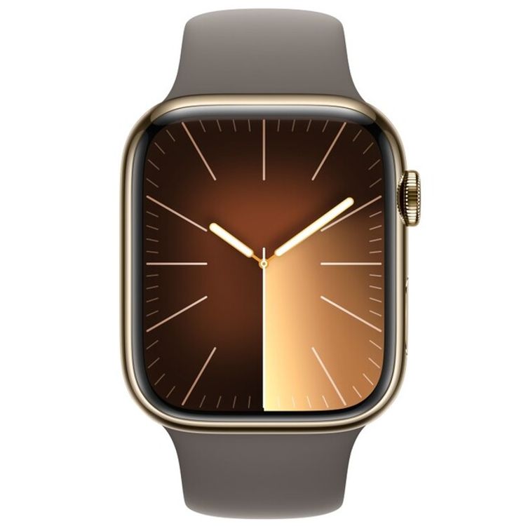 Apple Watch Series 9 [GPS + Cellular 41mm] with Gold Stainless Steel Case & Clay Sport Band | S/M