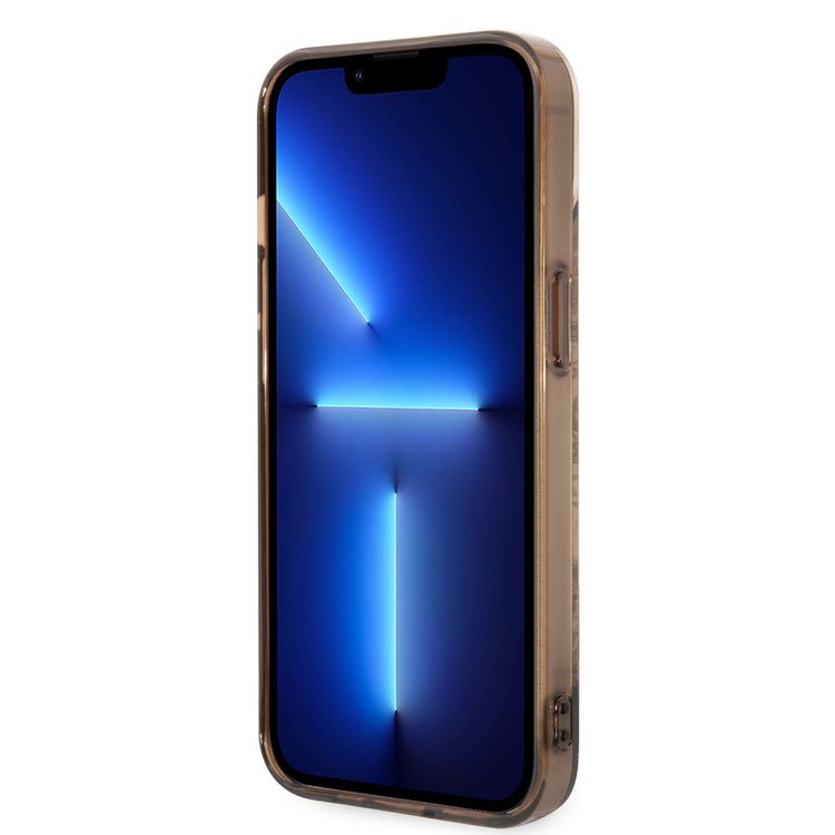 Guess PC/TPU IML Case With Double Layer Electroplated Camera Outline & Toile De Jouy - iPhone 14 Plus - Ochre