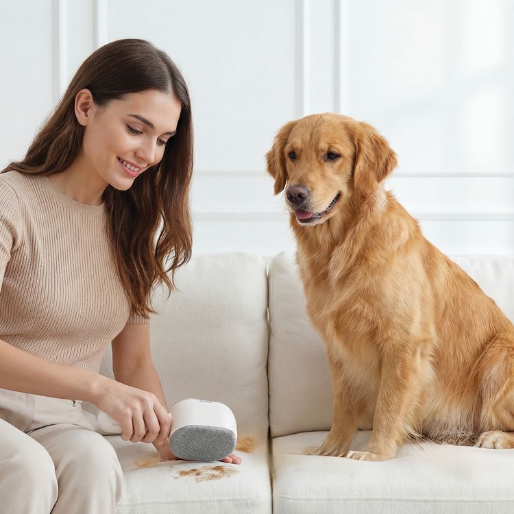 Porodo Lifestyle Clearweave 2-in-1 Rechargeable Fabric Lint Remover with Controlling Switch, Ergonomic Handle, Blade Safety Protection, Cleaning Brush, USB-C Cable, 90 Minutes Working Time, 1 Hour Charging Time, IPX5 Water Resistance Level, 600mAh Battery Capacity - White