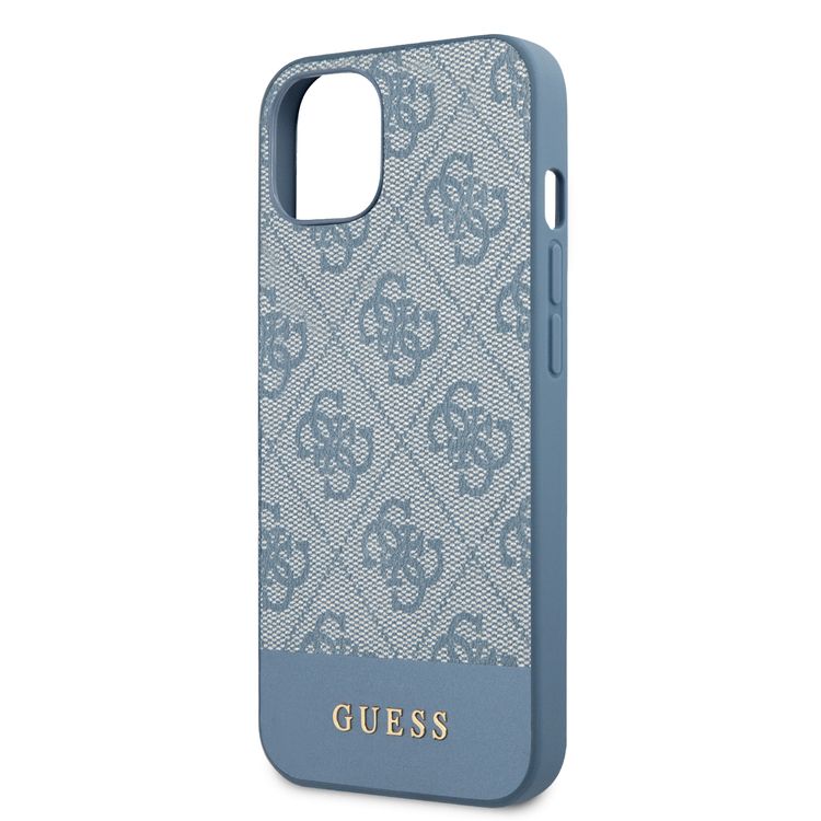 CG MOBILE Guess PC/TPU 4G PU Case with Bottom Stripe Metal Logo Compatible for iPhone 13 (6.1") Anti-Scratch, Easy Access to All Ports, Shock Absorption