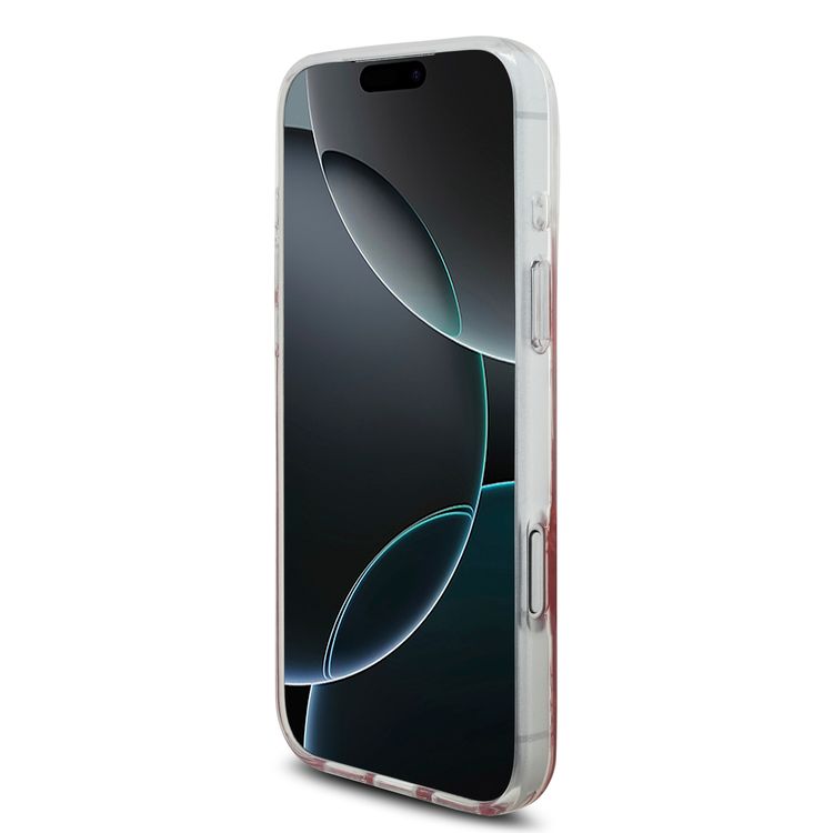 Guess MagSafe PC & TPU Case with Gradient Peony & Glitter Pattern for iPhone 17 Pro Max, Comfortable Grip, Drop Protection, Sustainable Packaging, Easy Snap-On, Slim Profile, Lightweight Design - Pink