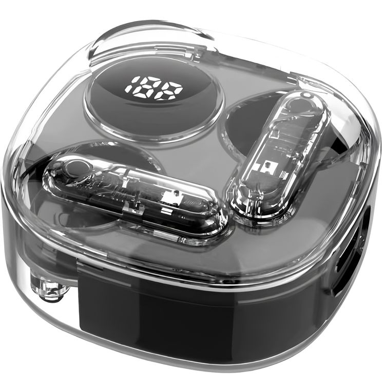 Porodo Soundtec Popwave True Wireless Earbuds with Up to 4 Hours of Playtime, 10m Transmission Distance, Bluetooth Version 5.4, 360° Omnidirectional Microphone - Black