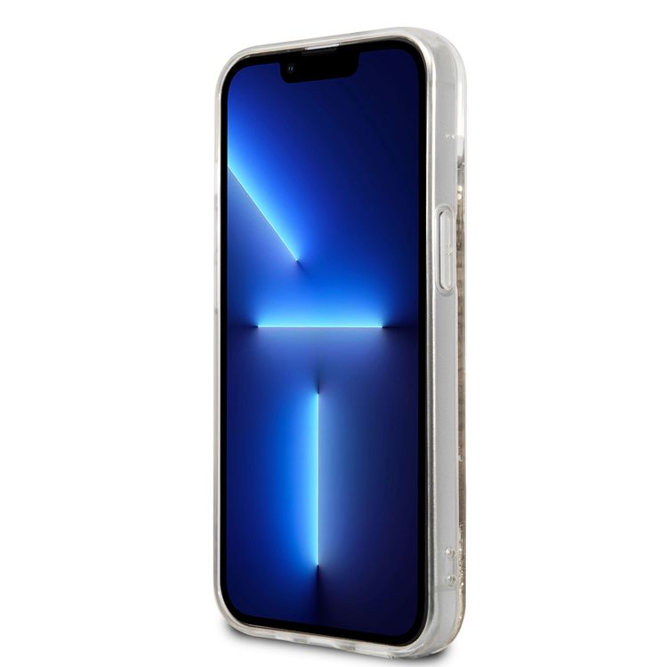 CG MOBILE Guess Liquid Glitter Case with 4G Pattern Gradient Background for iPhone 13 (6.1") Shock Absorption & Drop Protective Suitable with Wireless Chargers Officially Licensed Gold