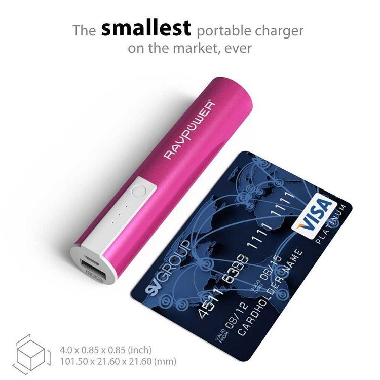 RAVPower 3350mAh Luster Portable Charger - Pink