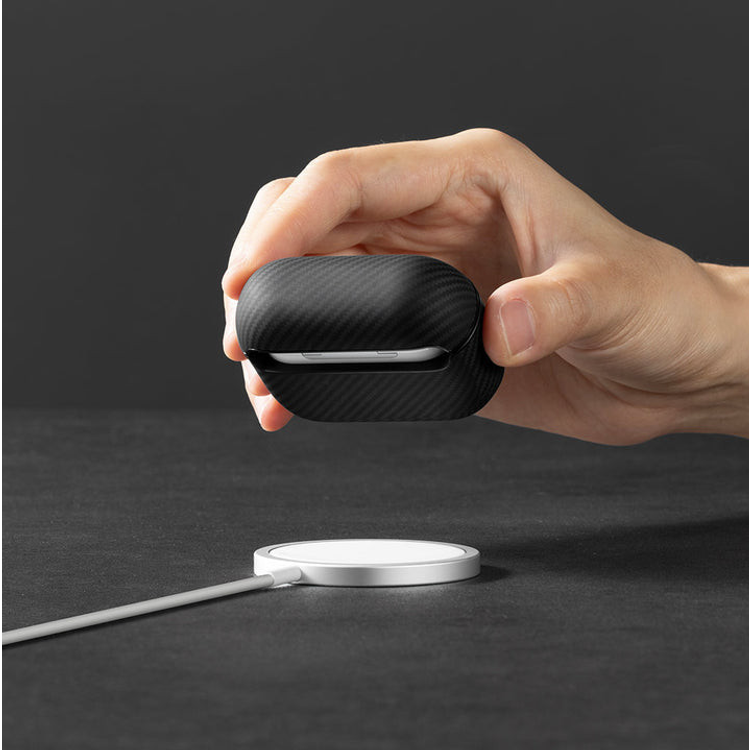 Pitaka MagEZ Magsafe Airpods Case for Airpods 3 - أسود / رمادي من نسيج قطني طويل