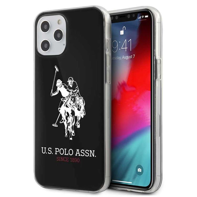 سي جي موبايل يو اس بولو اسن. جراب صلب من مادة بولي الكربونات / بولي يوريثان الحراري بشعار كبير عالي الدقة متوافق مع ايفون 12/12 برو (6.1 بوصات) مقاوم للصدمات والخدوش ، سهل الوصول إلى جميع المنافذ ، غطاء خلفي للحماية من السقوط مناسب مع الشواحن اللاسلكية المرخصة رسميًا - أسود