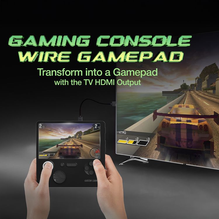 Green Lion GP PRO 5 Gaming Console with Built-in Holding Bracket, Up to 10 Hours Playtime, 5" IPS HD Screen, 1280×720p Resolution, 5000mAh Battery Capacity - Black