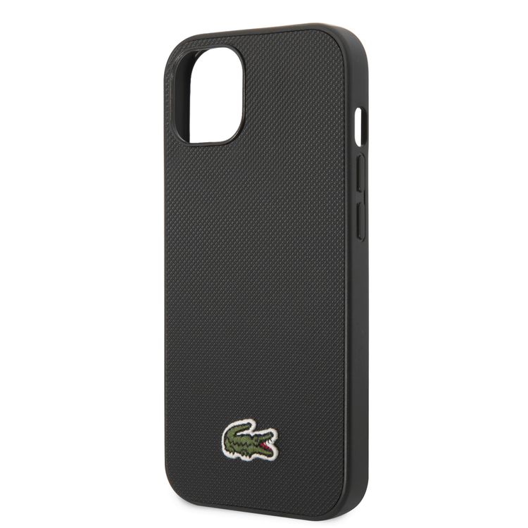 Lacoste Hard Case Iconic Petit Pique PU Woven Logo Estragon Compatible with iPhone 14 Plus - Black