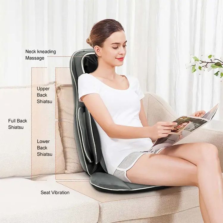 Porodo Lifestyle Neck & Back Massager with 15-Minutes Auto Timer, Adjustable Neck Pad, 60W Power Consumption, 3-Level Intensity, Muscle Relaxation - Dark Gray
