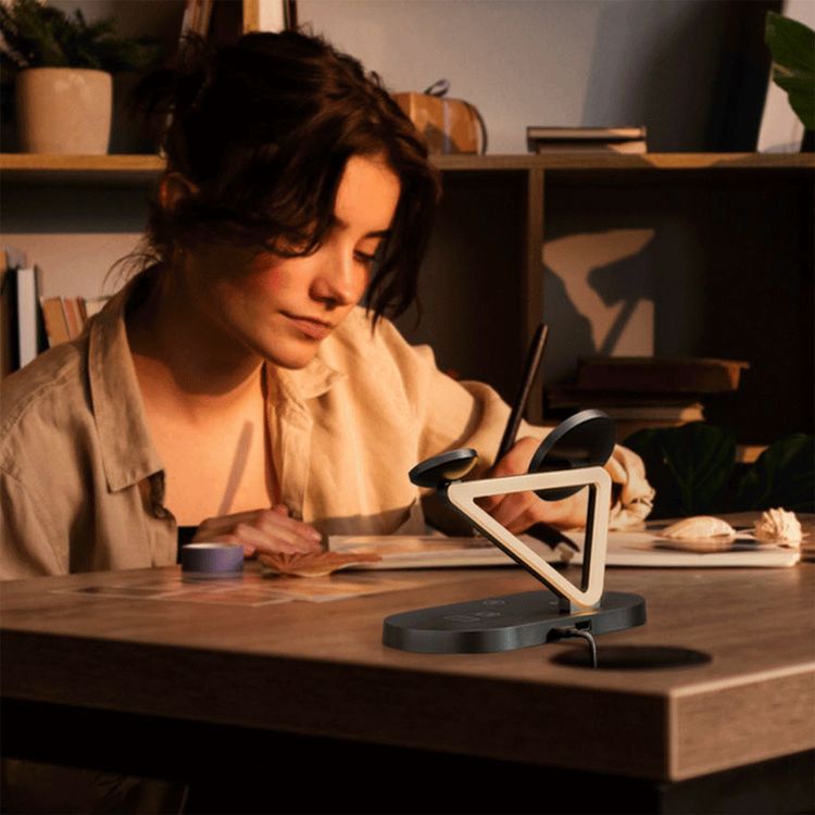 Levelo Premio 5-in-1 Wireless Charger with MagSafe Compatibility, 15W Fast Wireless Charging, Overcurrent Protection, Built-in LED Light, Automatic Object Detection - Black