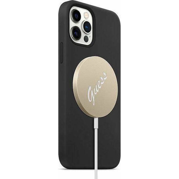 Guess Magnetic Wireless Charger, Magsafe Charger 15W Vintage Logo, Fast Charging Wireless Pad Compatible with iPhone 12/12 Mini/12 Pro/12 Pro Max/AirPods 2/Pro Gold