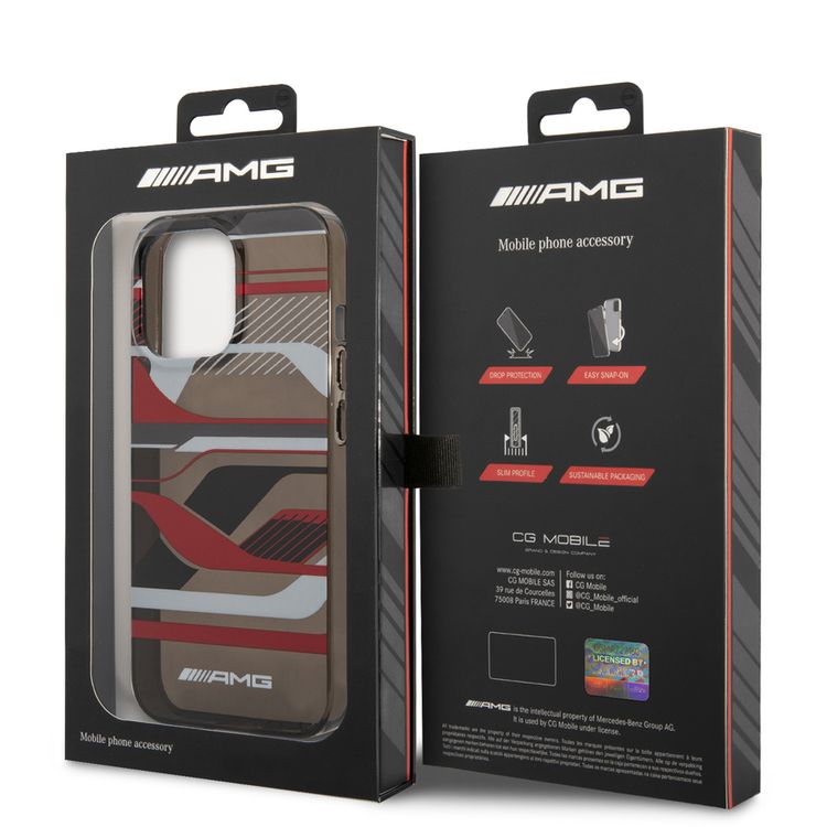 جراب AMG AMHCP13X2EBOO PC/TPE الصلب متوافق مع هاتف iPhone 13 Pro Max - برتقالي/أسود