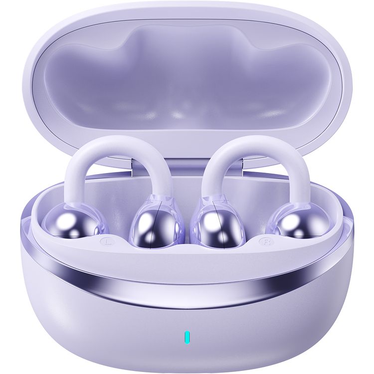 Green Lion Sonix Clip On Earbuds with Environmental Noise Cancellation, Up to 6 Hours of Playtime, 10m Transmission Range, IPX5 Waterproof Rating, Touch Control - Purple