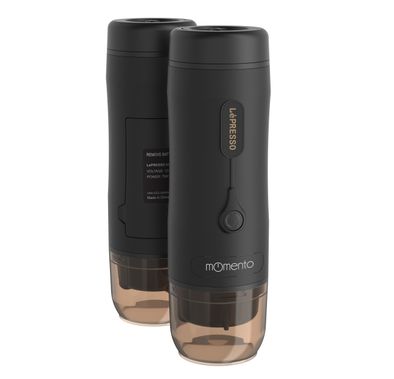 LePresso Momento 2.0 Portable Espresso Coffee Machine, Ground & Nespresso Compatible, 75W Power, 2500 mAh Battery Capacity, 2-3 Hours Re-Charge Time, 4 Single Shots Fully Charged Working Time - Black