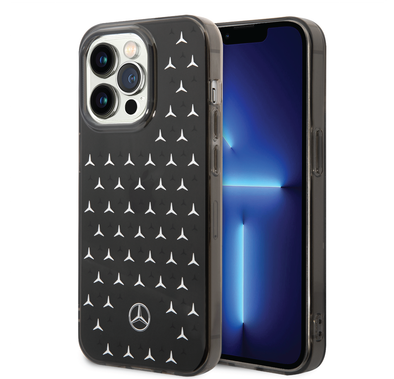 Mercedes-Benz Double Layer PC/TPU Case with Large Star Pattern iPhone 14 Pro Compatibility - Black / Silver