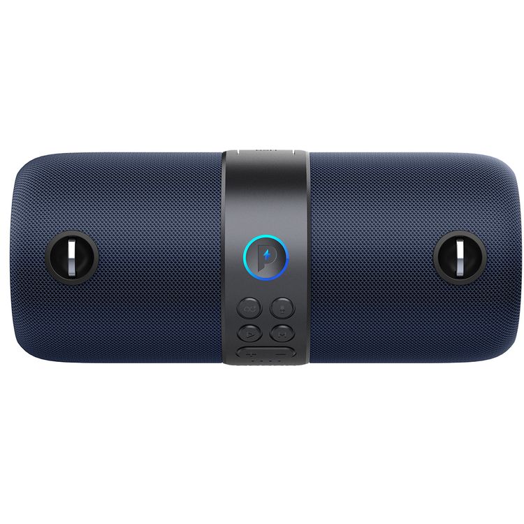 Powerology Cypher Portable Bluetooth Stereo Speaker with RGB Lighting, Up to 5.5 Hours Play Time, 3600mAh Battery, 10m Transmission Range, Compatible with Siri & Google Smart Assistant - Dark Blue