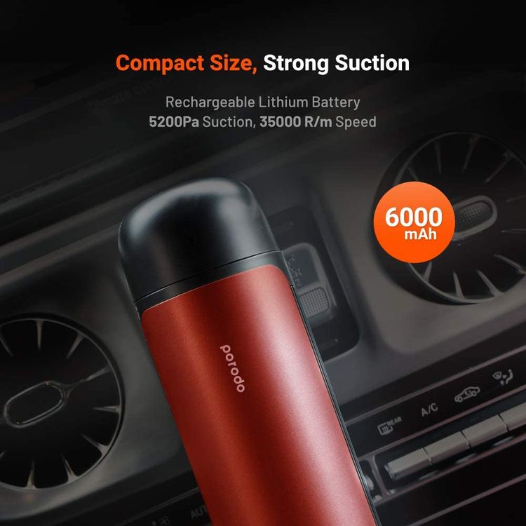 Porodo Portable Vacuum Cleaner - 6000mAh - Red