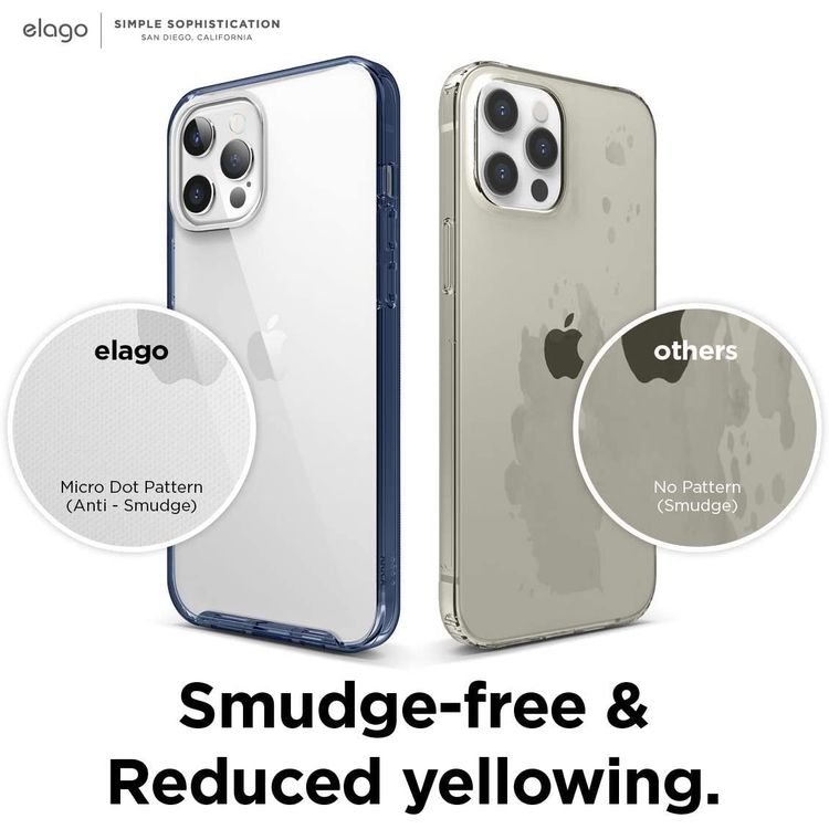 Elago Hybrid Case Compatible for iPhone 12/12 Pro (6.1"), Shock Absorbing Case Suitable Wireless Charging, Screen & Camera Protection - Jean Indigo