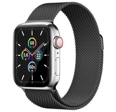 AhaStyle Magnetic Stainless Steel Milanese Mesh Loop Strap for Smartwatch - Lightweight Design - Replacement Wrist Band Strap Compatible for Apple Watch 42 / 44mm - Black