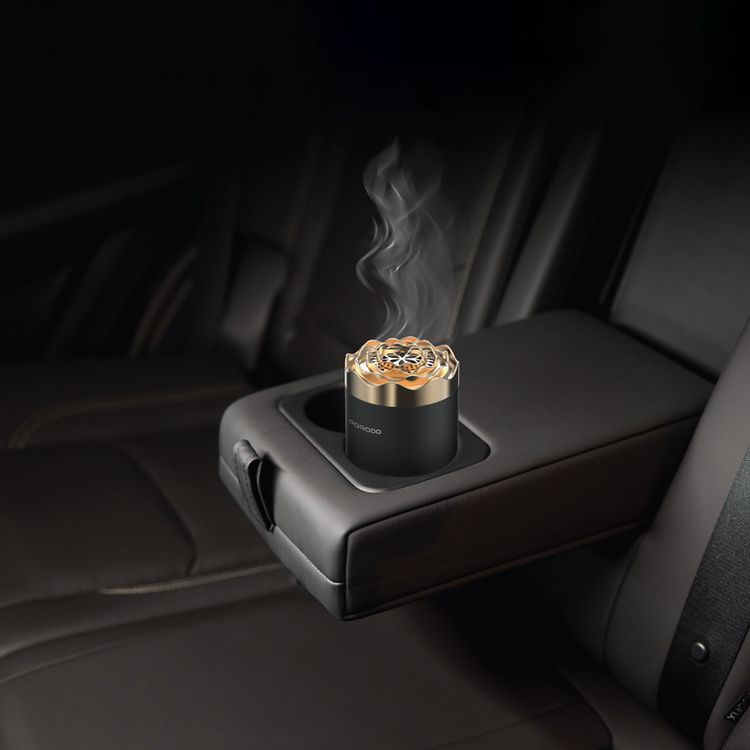 Porodo Rose Mini Incense Burner with 90 Seconds Auto-Off, 1800mAh Battery Capacity, Type-C Charging Port,×15 Full Burning Session Working Time, 1 Hour Charging Time, Whisper-Quiet Operation - Black