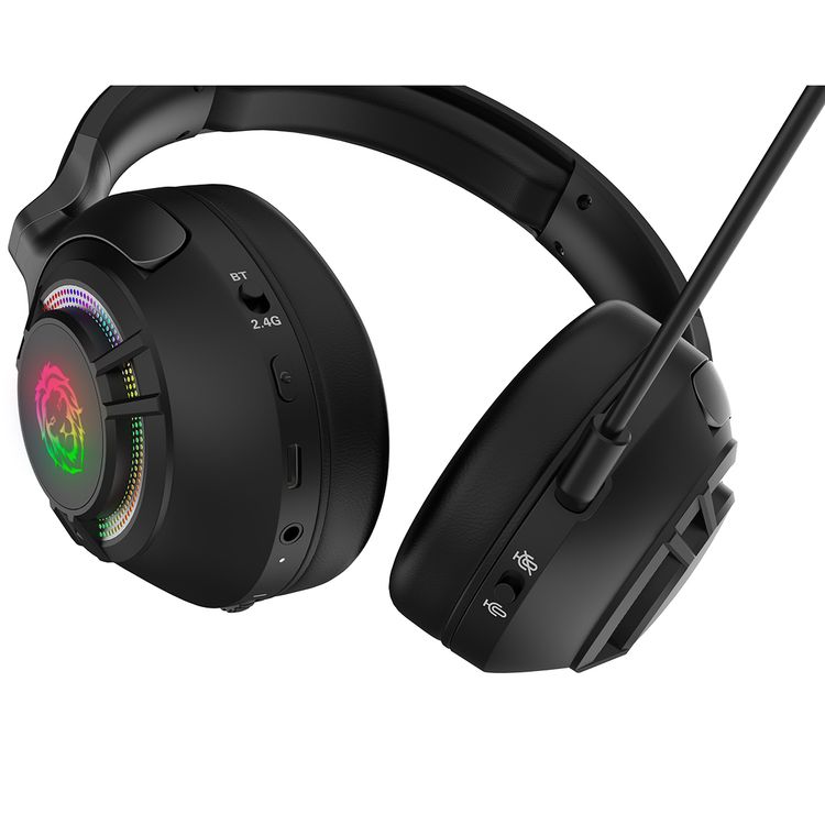Green Lion Shadow ANC Gaming Headset with 50 Hours Play Time, 50 mm Dynamic Driver, Immersive Audio Experience, Multi-Device Compatible, Detachable Boom Microphone, ANC Noise Block Out, 2.5 Hours Charging Time, Bluetooth Version 6.0, 10m Operating Distance - Black Color