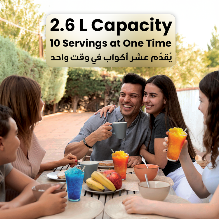 Porodo Lifestyle Multifunction Slushie Maker with 2.6L Capacity, 200W Rated Power, 220-240V Rated Voltage, 50Hz Rated Frequency, 3-Pin UK Plug, Instant Frozen Drinks, Intuitive Controls, Efficient Blending - Black