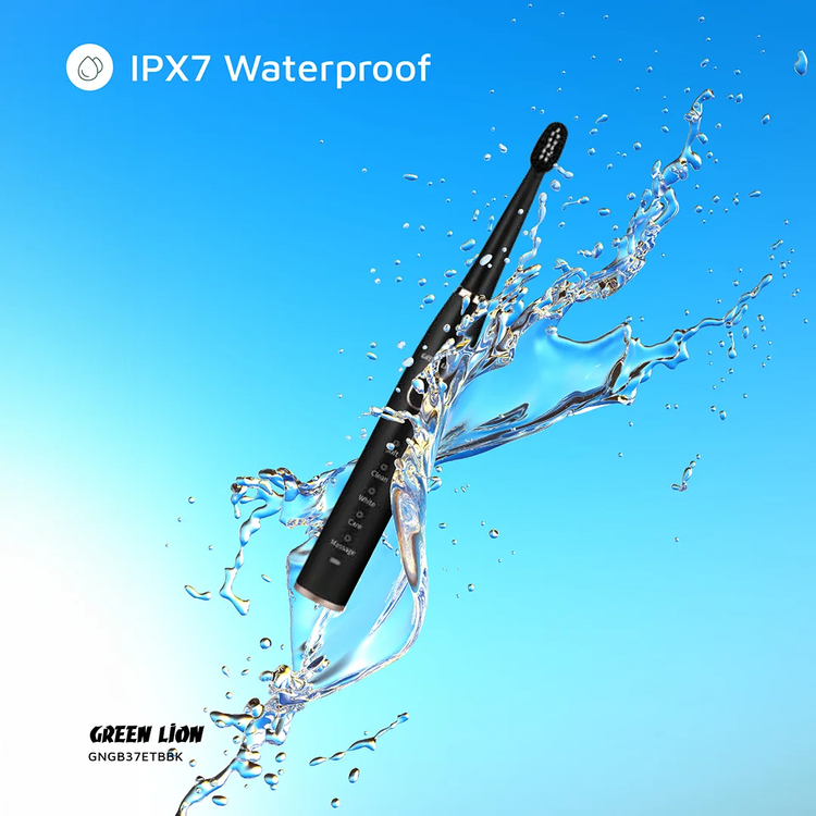 Green Lion GB-37 Electric Toothbrush with 5 Cleaning Modes, 60 Days Working Time, Waterproof, Ergonomic Design, 500mAh Battery Capacity, LED Indicator - Black  