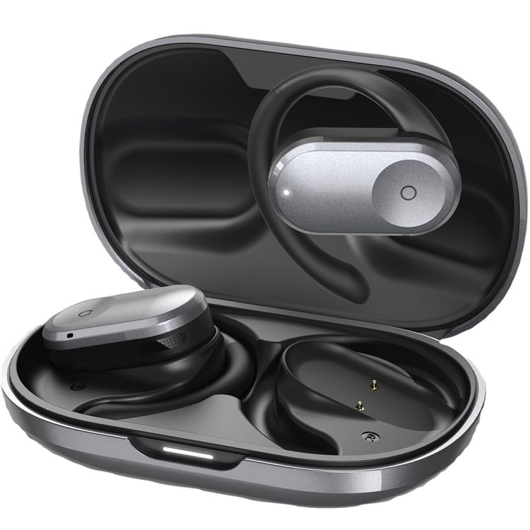 Green Lion Ocean Open-Ear Earbuds with Open-Ear Design, Up to 6 Hours Playtime, 135° Free Rotation, Game Mode, Low Latency, 180 Hours Standby Time, IPX4 Waterproof - Black