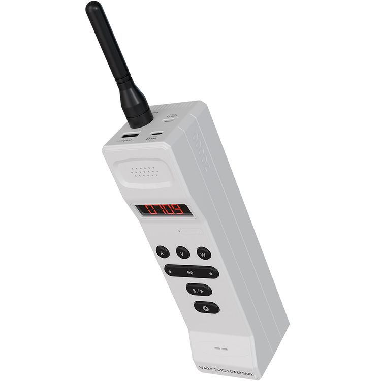 Levelo Revolt 20000mAh Walkie Talkie Power Bank with 1.5km Communication Distance, Laptop Charger, LED Detachable Antenna, PD 100W Total Output, Safety Protection, Type-C In/Out, LED Display, Voice Recorder - White