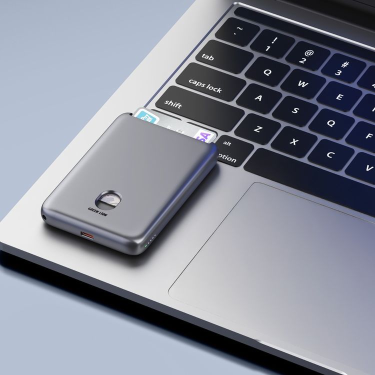 Green Lion Vetra 5000mAh Power Bank with USB-C to USB-C Cable Strap, 20W Power Delivery, Fast Charge Support, MagSafe Compatible, Multiple Protection - Gray