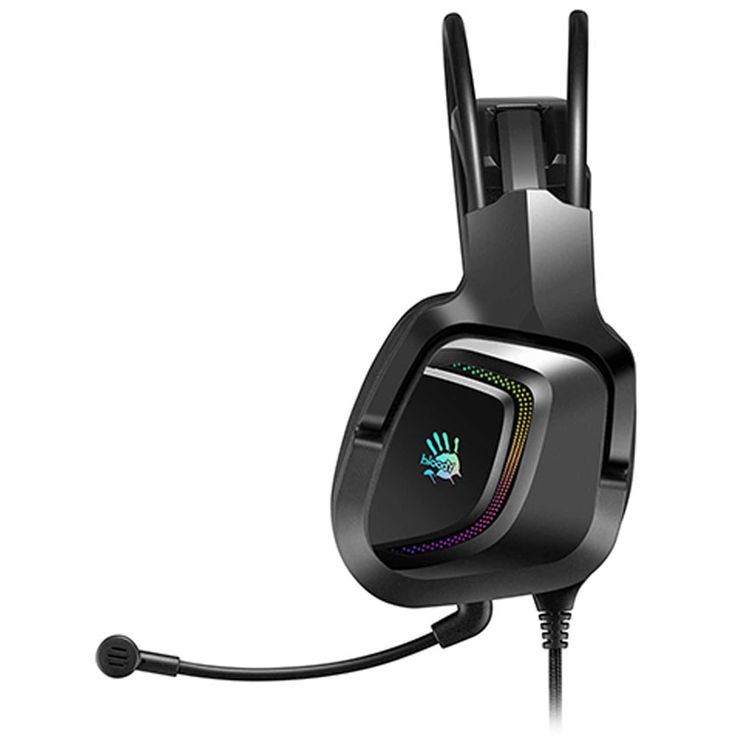 Bloody G575 Virtual 7.1 Surround Sound Gaming Headphone with RGB Light, Detachable Mic. Design, 2.0 m Braided Tangle-Free USB Cable - Black