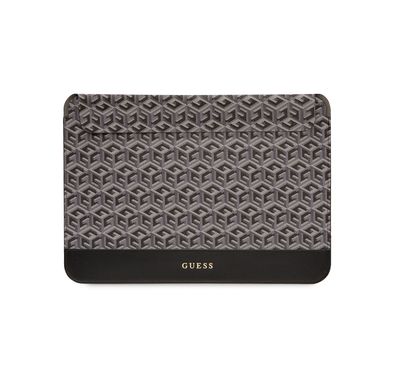 Guess Gcube Stripes Computer Sleeve for MacBook 13"/14" with Synthetic Leather Material, Magnetic Lock, Water Resistant - Black